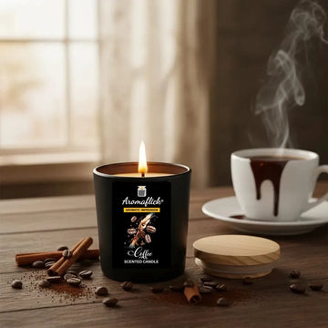 Coffee Scented Candle in Black Glass – Bold & Elegant