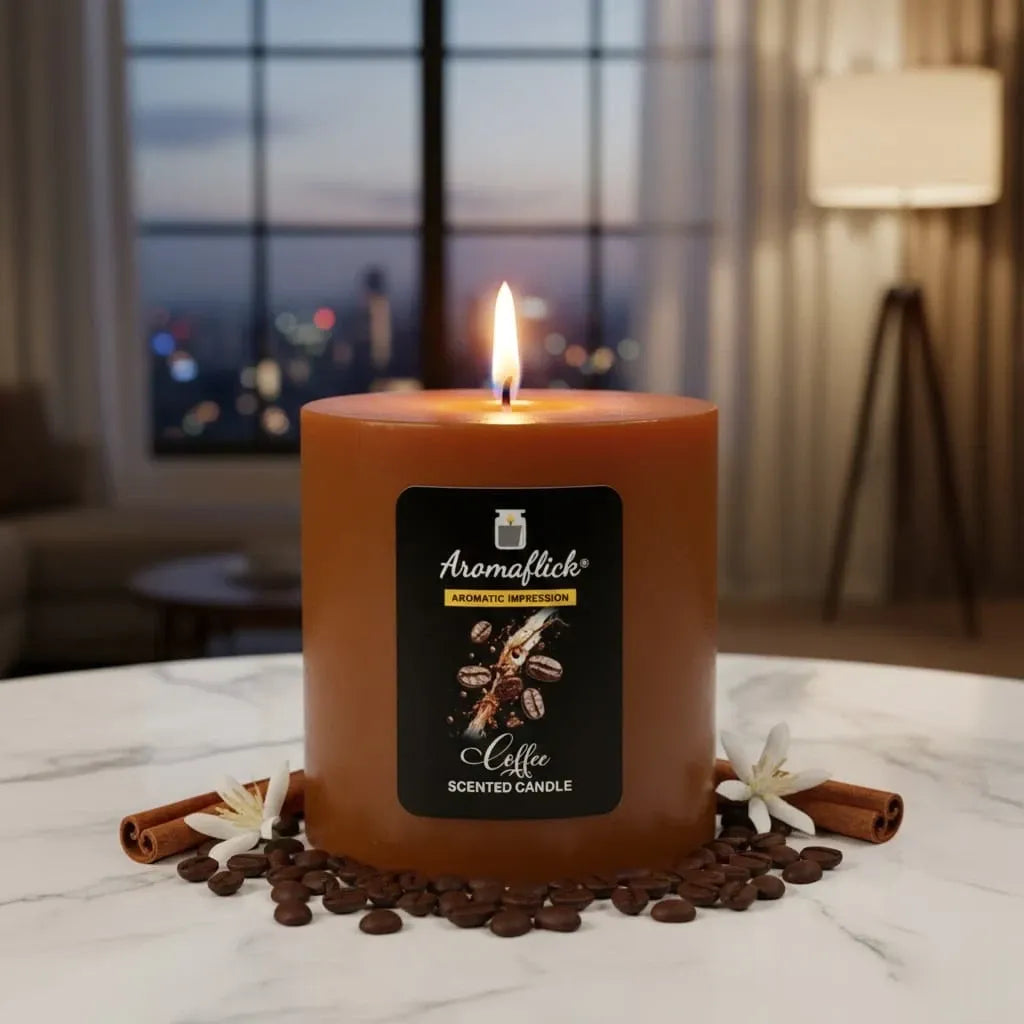 Coffee Scented Pillar Candle – Warm & Energizing