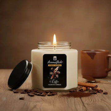 Coffee Scented Candle in Hexagonal Jar – Warm & Unique