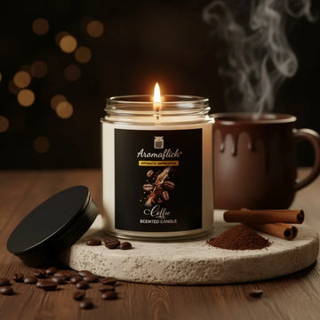 Coffee Scented Candle in Glass Jar – Warm & Inviting