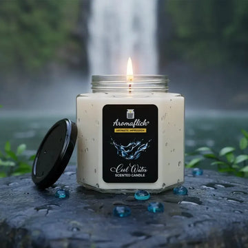 Cool Water Scented Candle in Hexagonal Jar – Fresh & Stylish Aroma