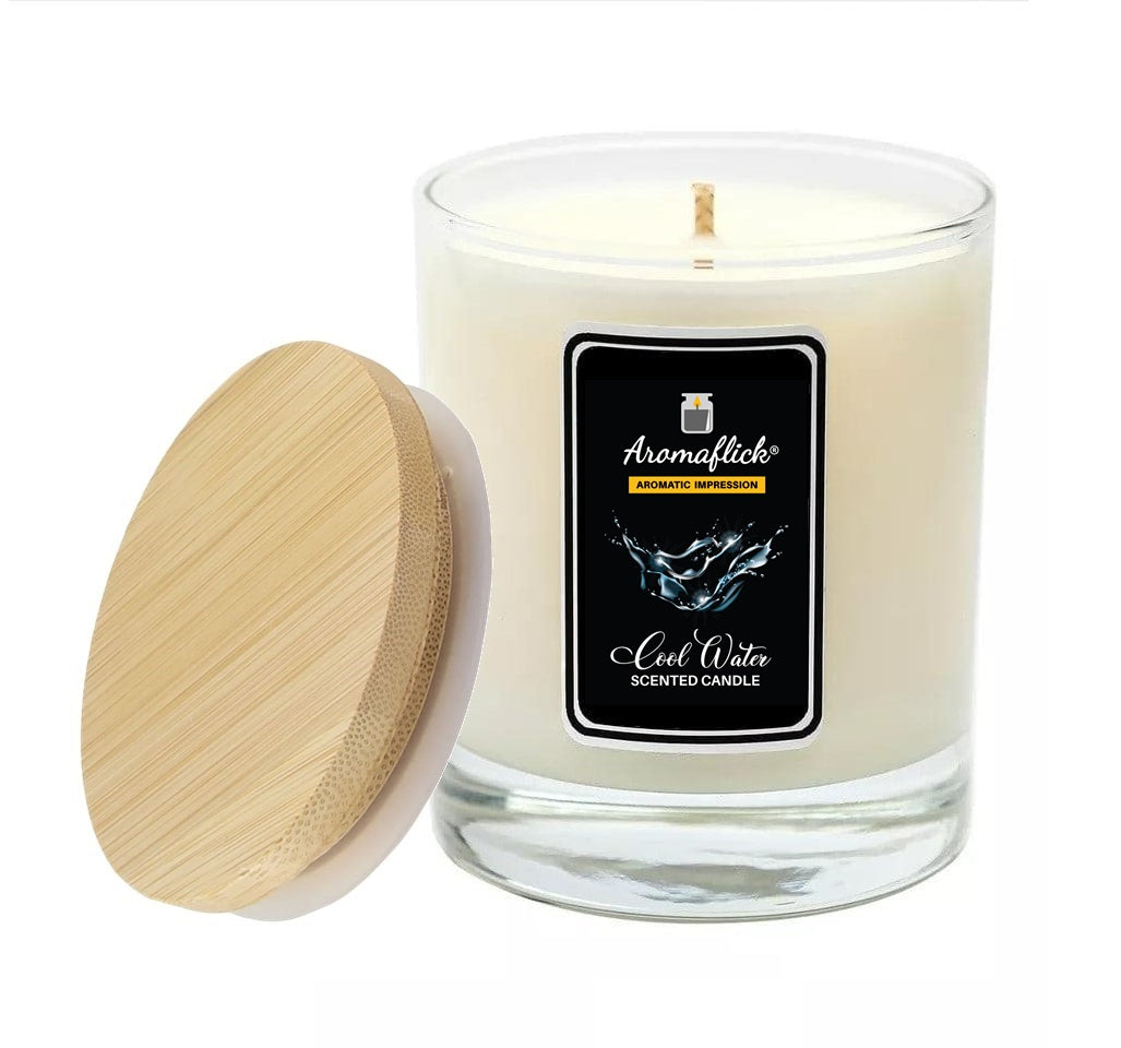 Cool Water Scented Candle in Glass Jar – Aquatic & Refreshing Scent