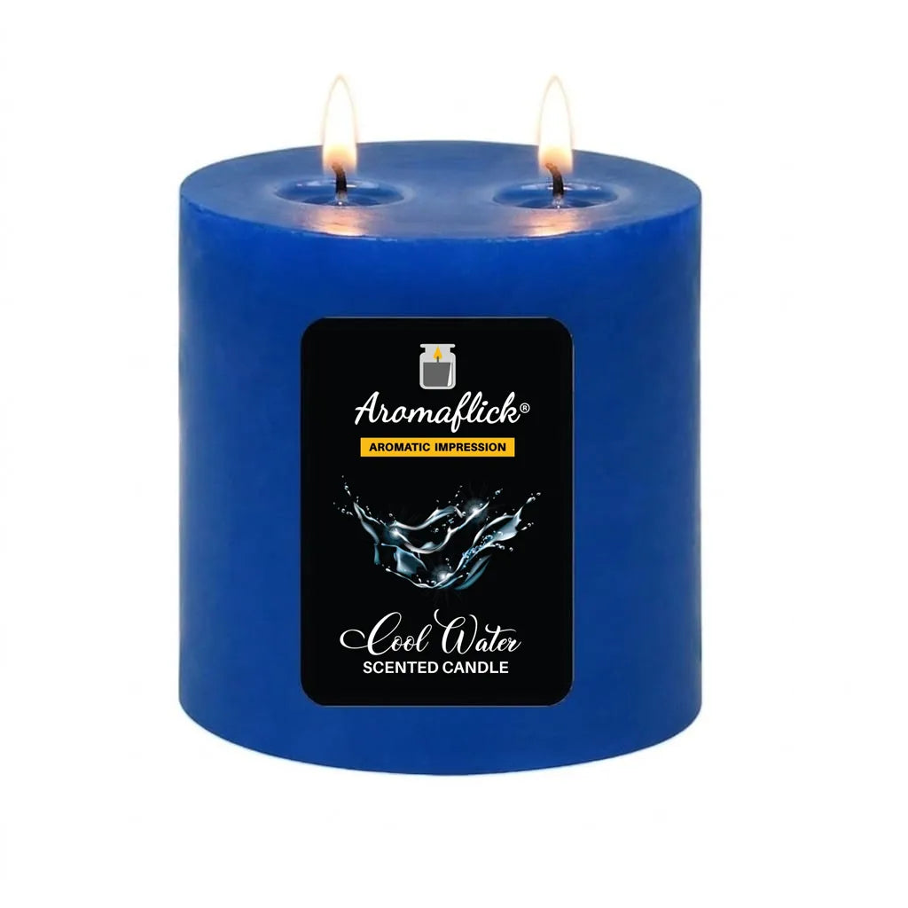Cool Water Pillar Scented Candle – Fresh & Invigorating Aroma