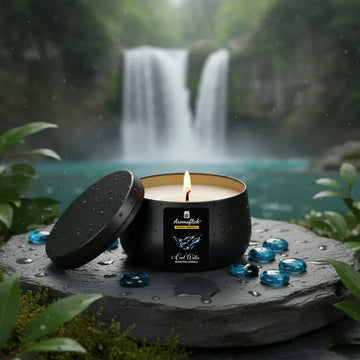 Cool Water Scented Candle in Black Tin – Fresh & Aquatic Aroma