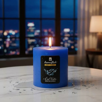 Cool Water Pillar Scented Candle – Fresh & Invigorating Aroma