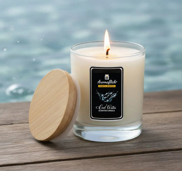Cool Water Scented Candle in Glass Jar – Aquatic & Refreshing Scent