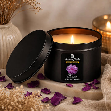 Desire Scented Candle in Black Tin – Warm & Sensual Aroma