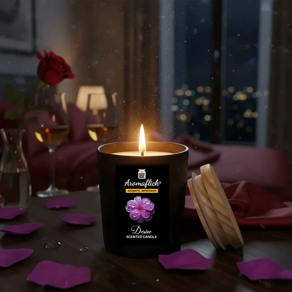 Desire Scented Candle in Black Glass – Bold & Luxurious Scent