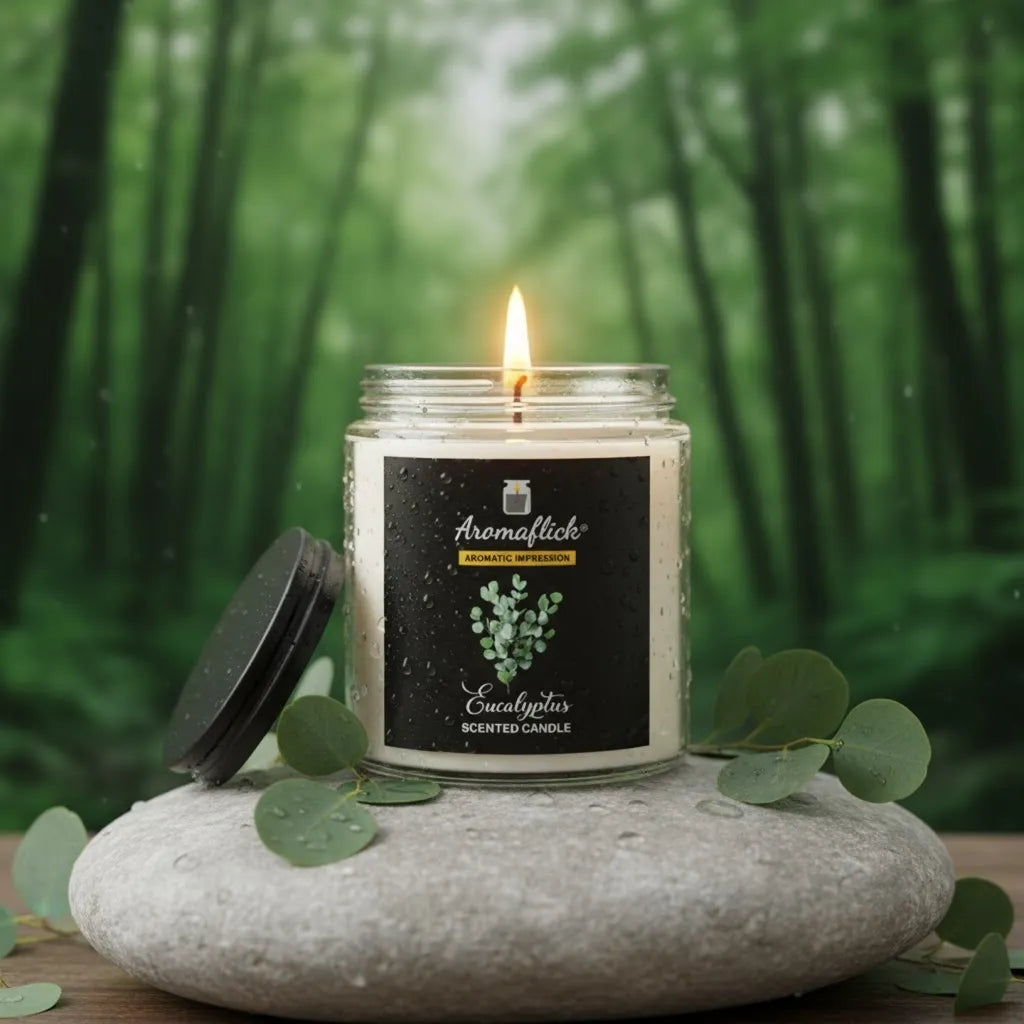 Eucalyptus Scented Candle in Glass Jar – Clean & Refreshing Scent