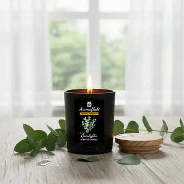 Eucalyptus Scented Candle in Black Glass – Luxurious & Refreshing Scent
