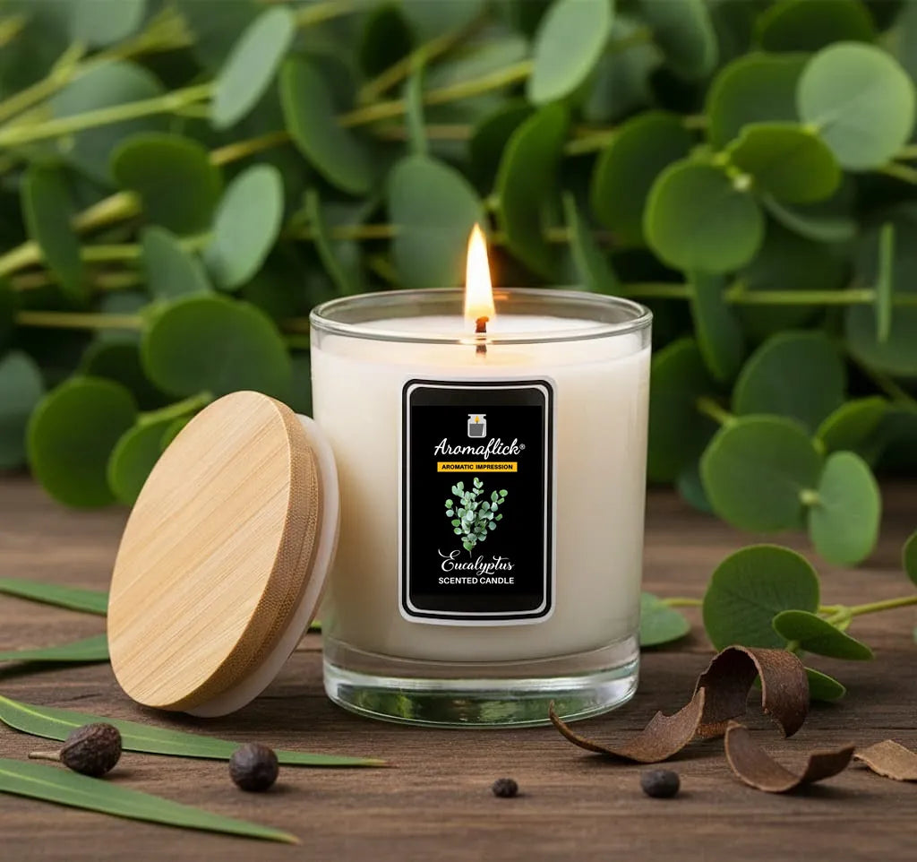 Eucalyptus Scented Candle in Glass Jar – Clean & Calming Aroma