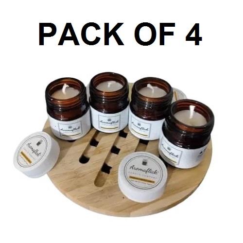 Pack of 4 Scented Candles in Mini Glass Jars with Lids – Ideal for Gifting & Home Decor
