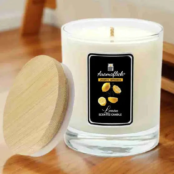 Lemon Scented Candle in Glass Jar – Bright & Clean Citrus Aroma