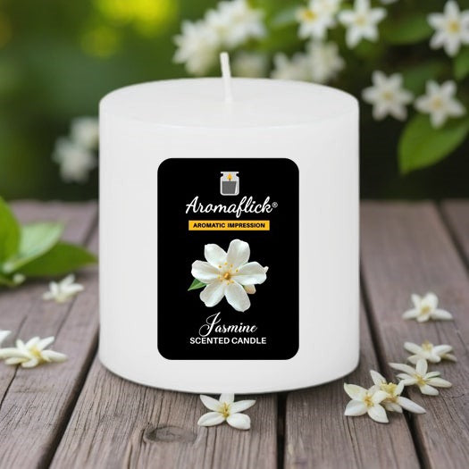 Jasmine Pillar Scented Candle – Floral Aroma for Relaxation