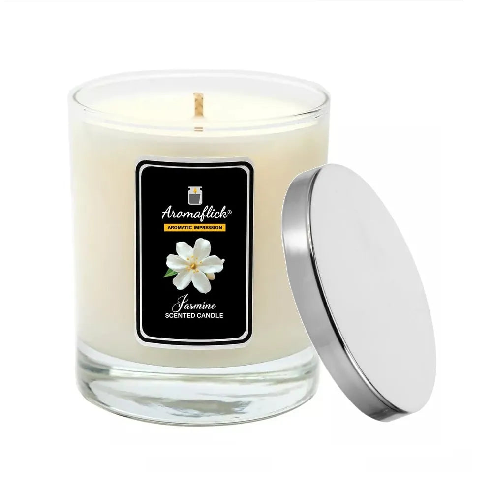 Jasmine Scented Candle in Glass Jar – Calming Floral Glow