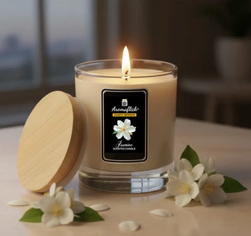Jasmine Scented Candle in Glass Jar – Calming Floral Glow