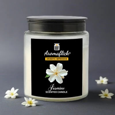 Jasmine Candle in Glass Jar – Calming Floral Scent for Home