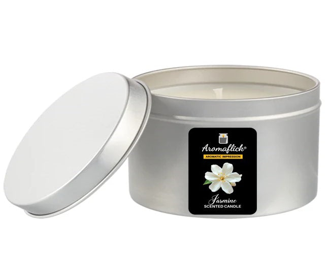 Jasmine Scented Candle – Sleek Silver Tin for Calm