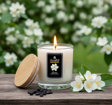 Jasmine Scented Candle in Glass Jar – Calming Floral Glow