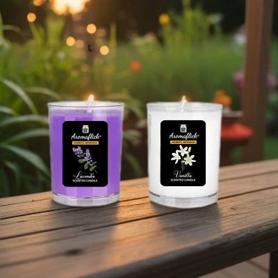 Pack of 2 Scented Glass Candles – Lavender & Vanilla Fragrances for Relaxation & Gifting