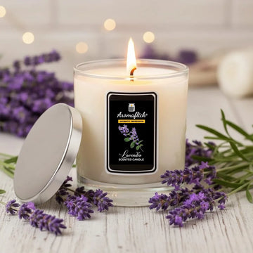 Lavender Scented Candle – Elegant Glass Jar for Home & Spa