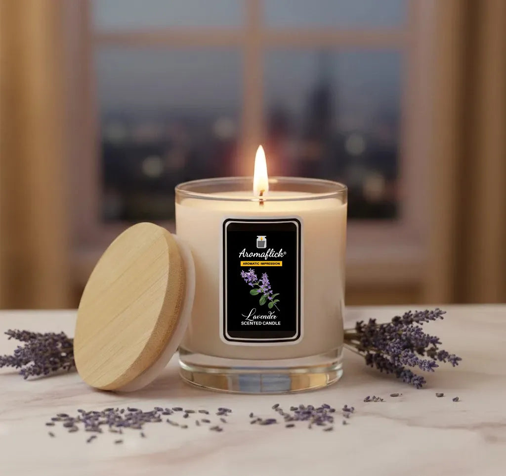 Lavender Scented Candle – Elegant Glass Jar for Home & Spa