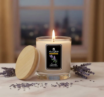 Lavender Scented Candle – Elegant Glass Jar for Home & Spa