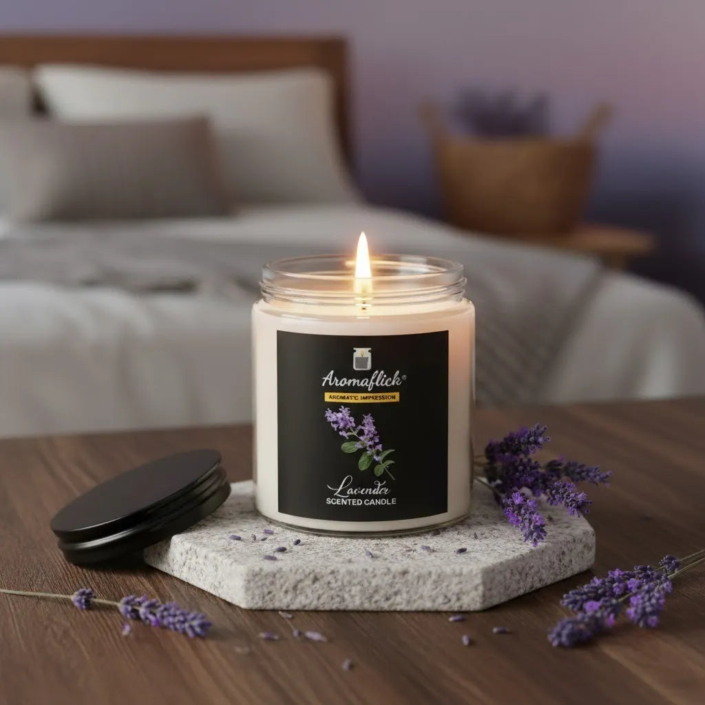 Lavender Scented Candle – Elegant Glass Jar Design