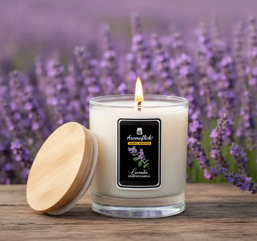 Lavender Scented Candle – Elegant Glass Jar for Home & Spa