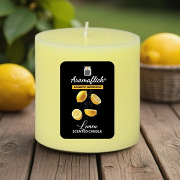 Lemon Pillar Scented Candle – Zesty & Uplifting Citrus Aroma