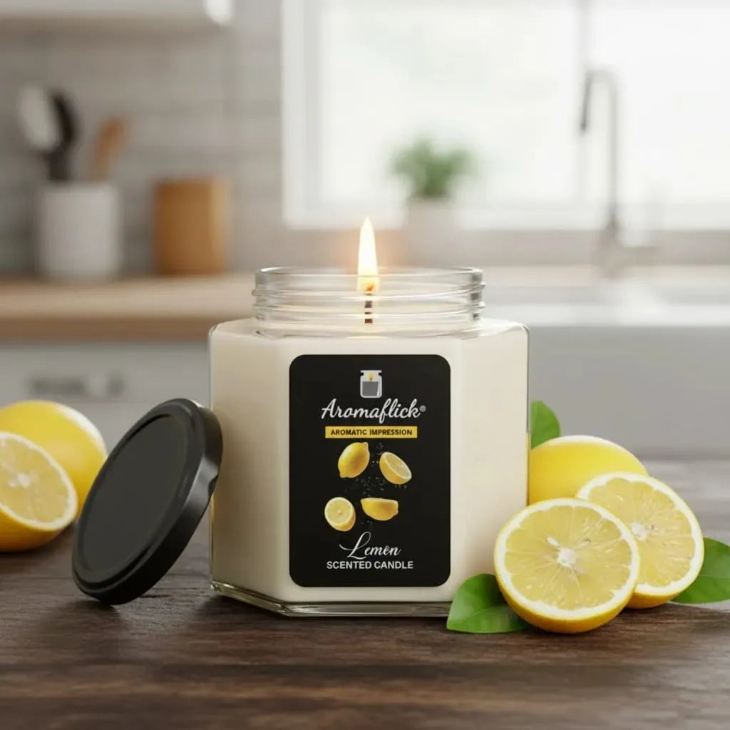 Lemon Scented Candle in Hexagonal Jar – Zesty & Refreshing Citrus Aroma