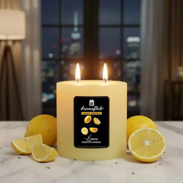 Lemon Pillar Scented Candle – Zesty & Uplifting Citrus Aroma