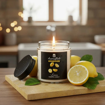 Lemon Scented Candle in Glass Jar – Clean & Uplifting Citrus Scent