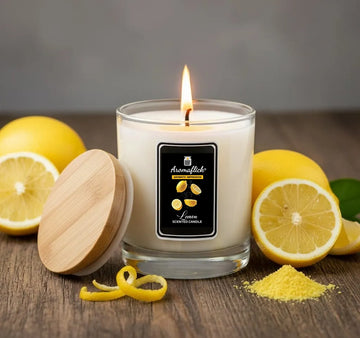 Lemon Scented Candle in Glass Jar – Bright & Clean Citrus Aroma