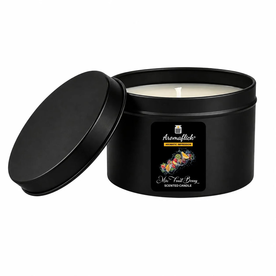 Mix Fruit Berry Scented Candle in Black Tin – Sweet & Fruity Delight