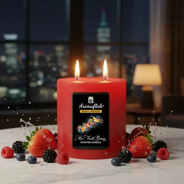 Mix Fruit Berry Pillar Scented Candle – Sweet & Juicy Fragrance