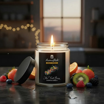 Mix Fruit Berry Scented Candle in Glass Jar – Juicy & Uplifting Aroma