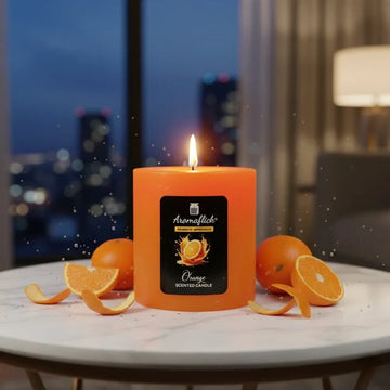 Orange Pillar Scented Candle – Bright & Citrusy Aroma