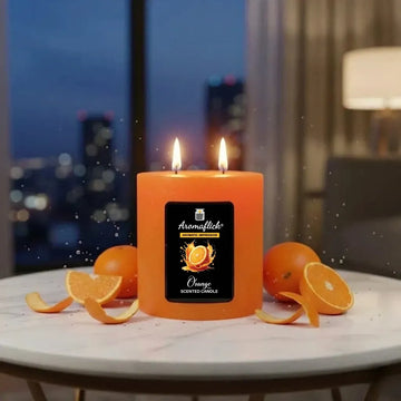 Orange Pillar Scented Candle – Bright & Citrusy Aroma