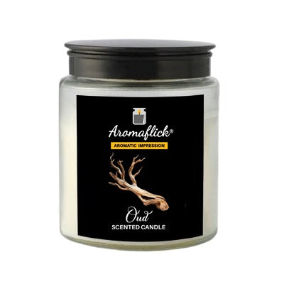 Oud Scented Candle in Glass Jar – Bold, Smoky Fragrance