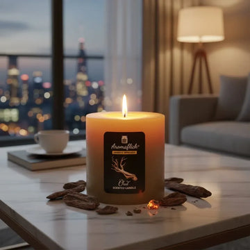 Oud Pillar Scented Candle – Rich, Woody Luxury