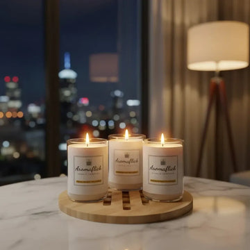 Pack of 3 Mini Glass Scented Candles – Assorted Fragrances for Home & Gifting