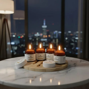 Pack of 4 Mini Glass Jar Scented Candles with Lid – Ideal for Gifting & Home Decor