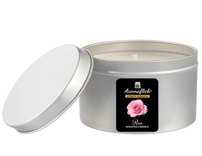 Rose Scented Candle in Silver Tin – Soft & Elegant