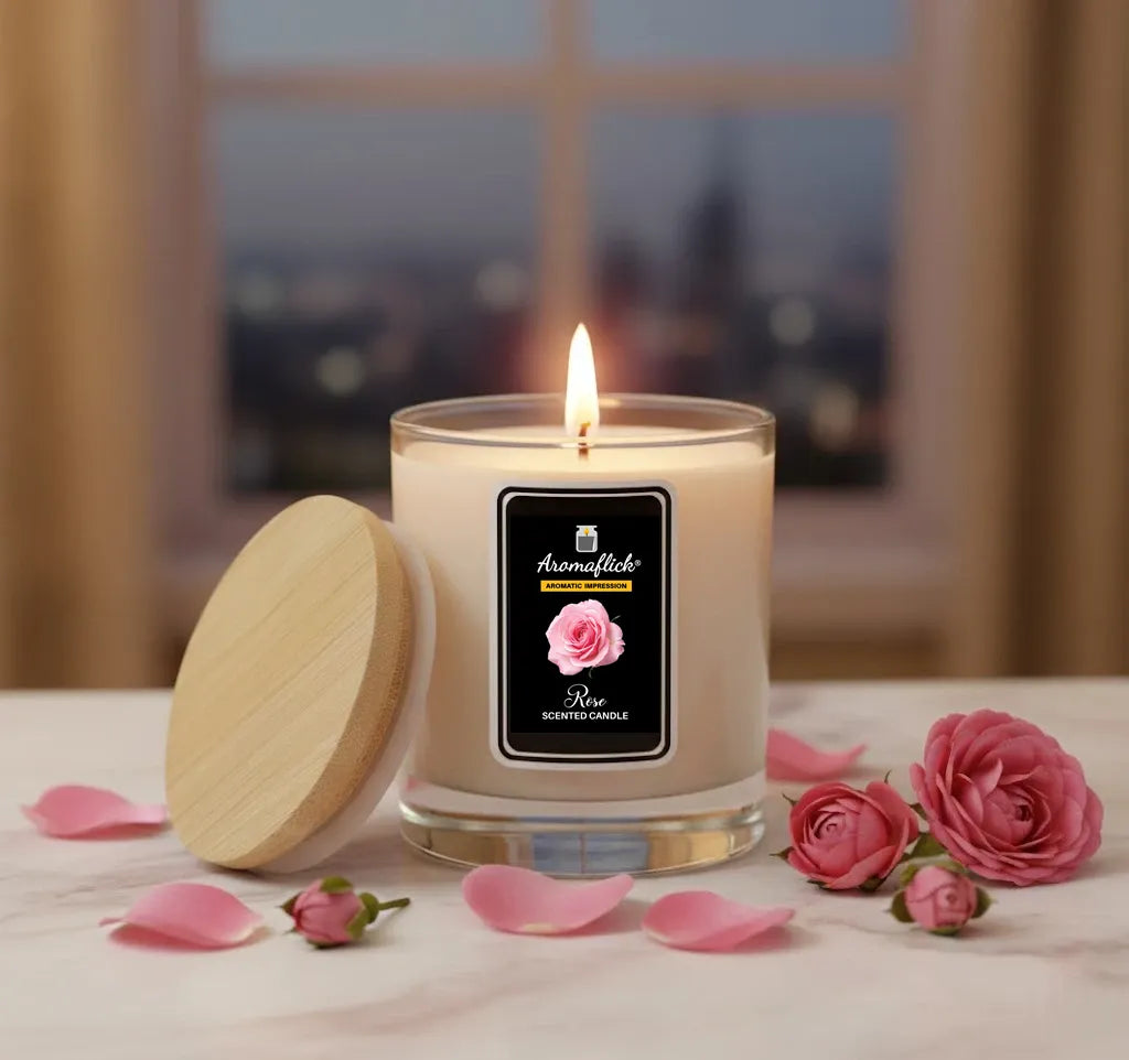 Romantic Rose Candle in Glass Jar – Soft & Soothing