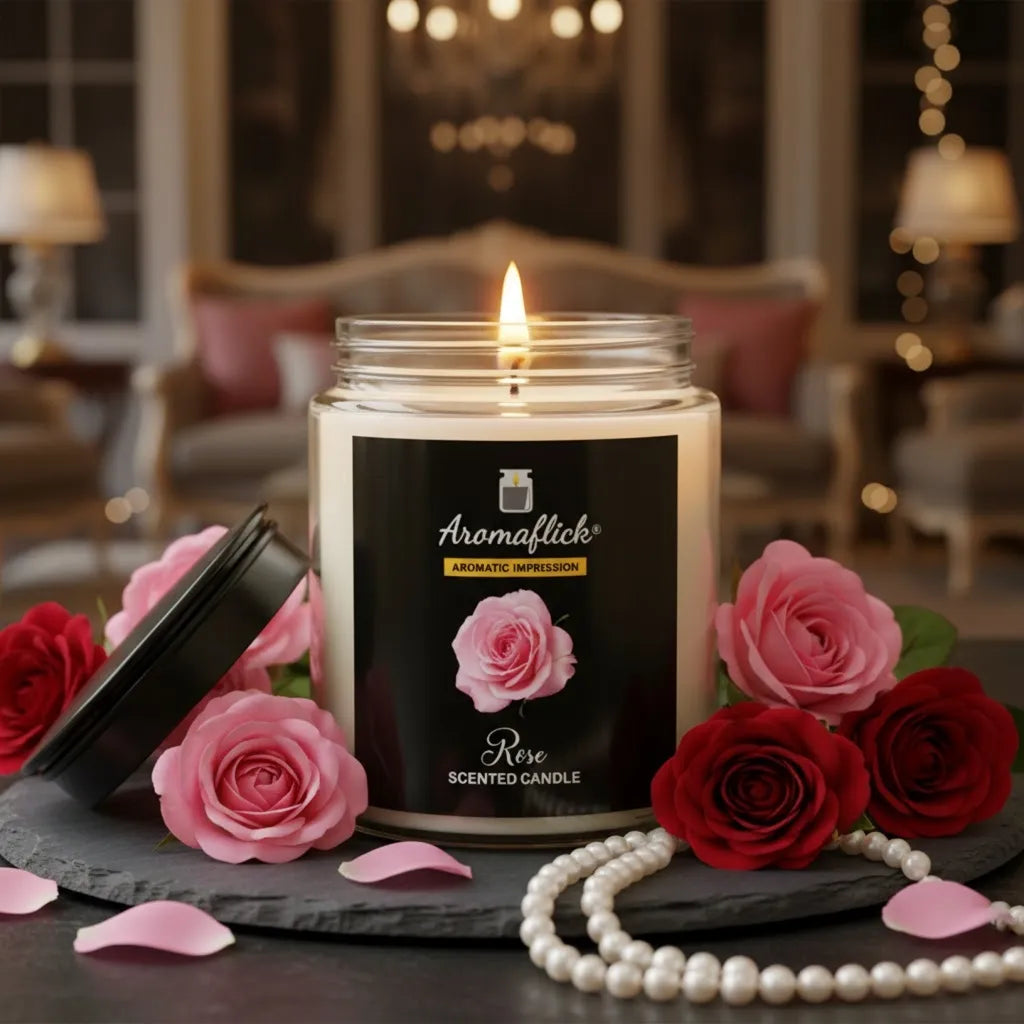 Glass Jar Rose Candle – Soft, Romantic Fragrance