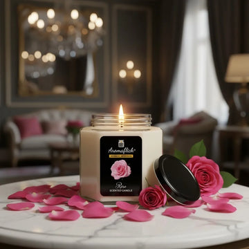 Rose Scented Candle in Hexagonal Jar – Elegant & Unique