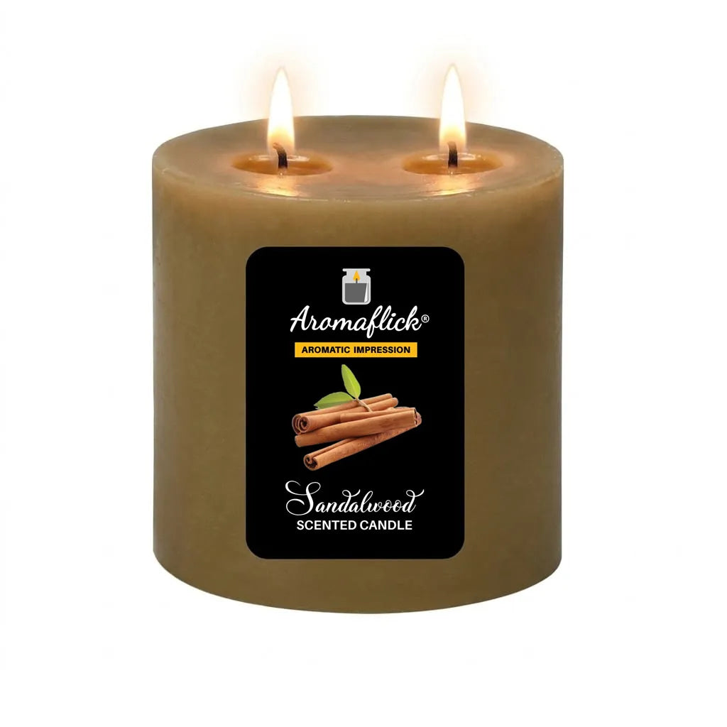 Sandalwood Pillar Scented Candle – Warm, Earthy & Long-Lasting Aroma