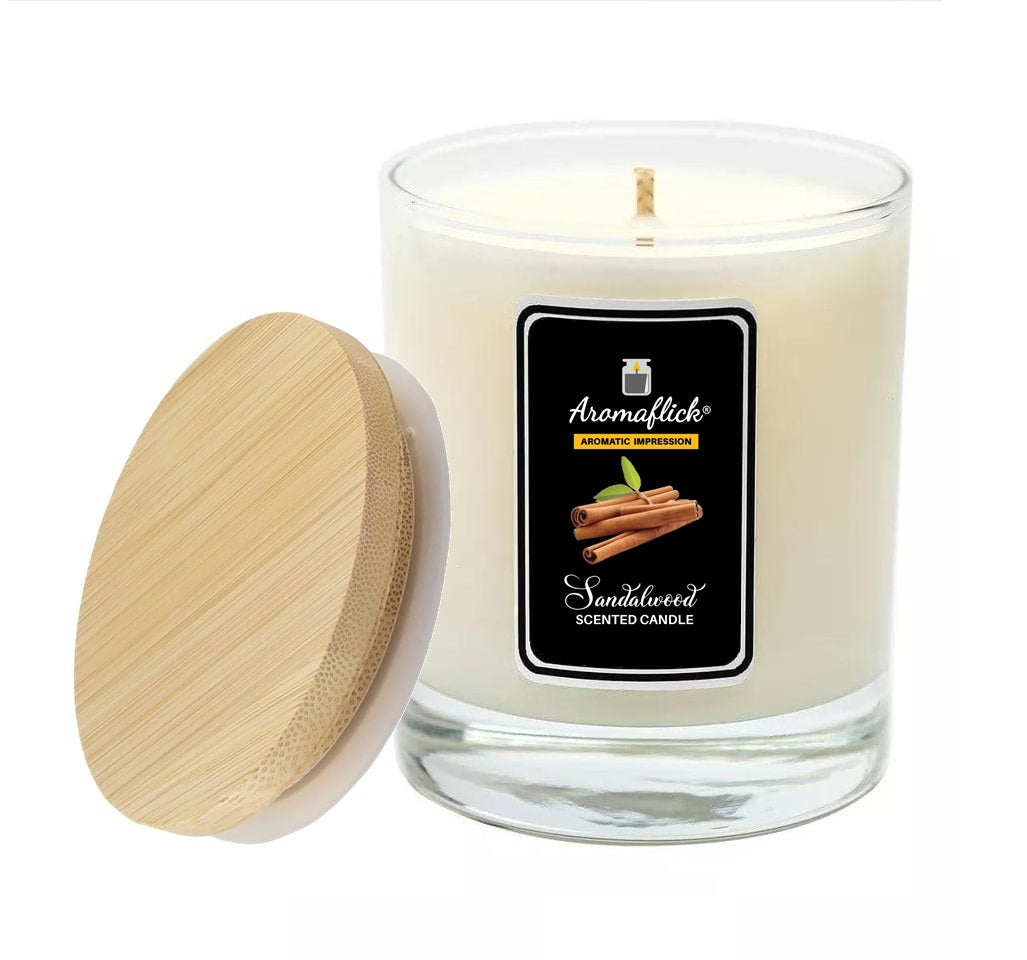 Sandalwood Scented Candle in Glass Jar – Calming & Elegant Scent