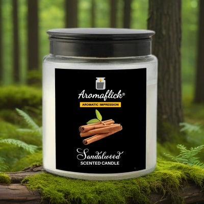 Sandalwood Scented Candle in Glass Jar – Elegant & Soothing Fragrance